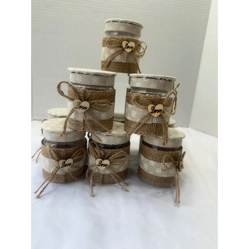 10 Mini plastic Jars Wedding Favors Party Bridal Shower Sweetheart Gifts